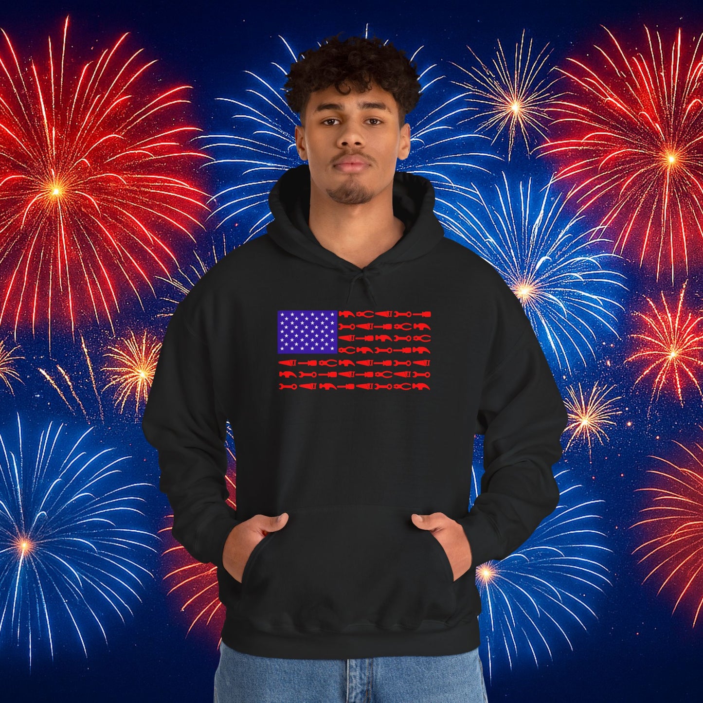 Tool Flag Black Hoodie – American Grit for the Working Class