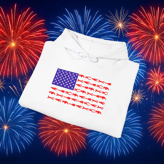 Tool Flag White Hoodie β Built for the Trades, Worn with Pride