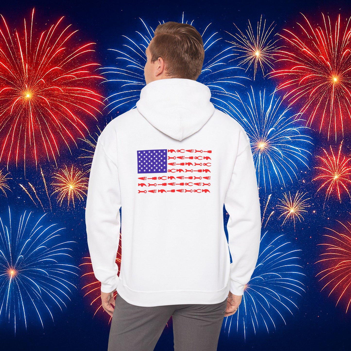 Tool Flag Hammer Hoodie – Built for the Trades, Worn with Pride