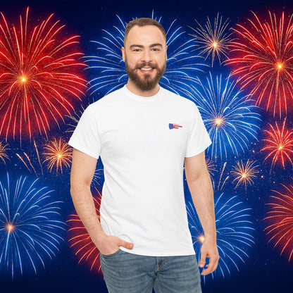 Firefighter Axe White Tool Flag  T-Shirt – Red, White & Blue Collar Edition
