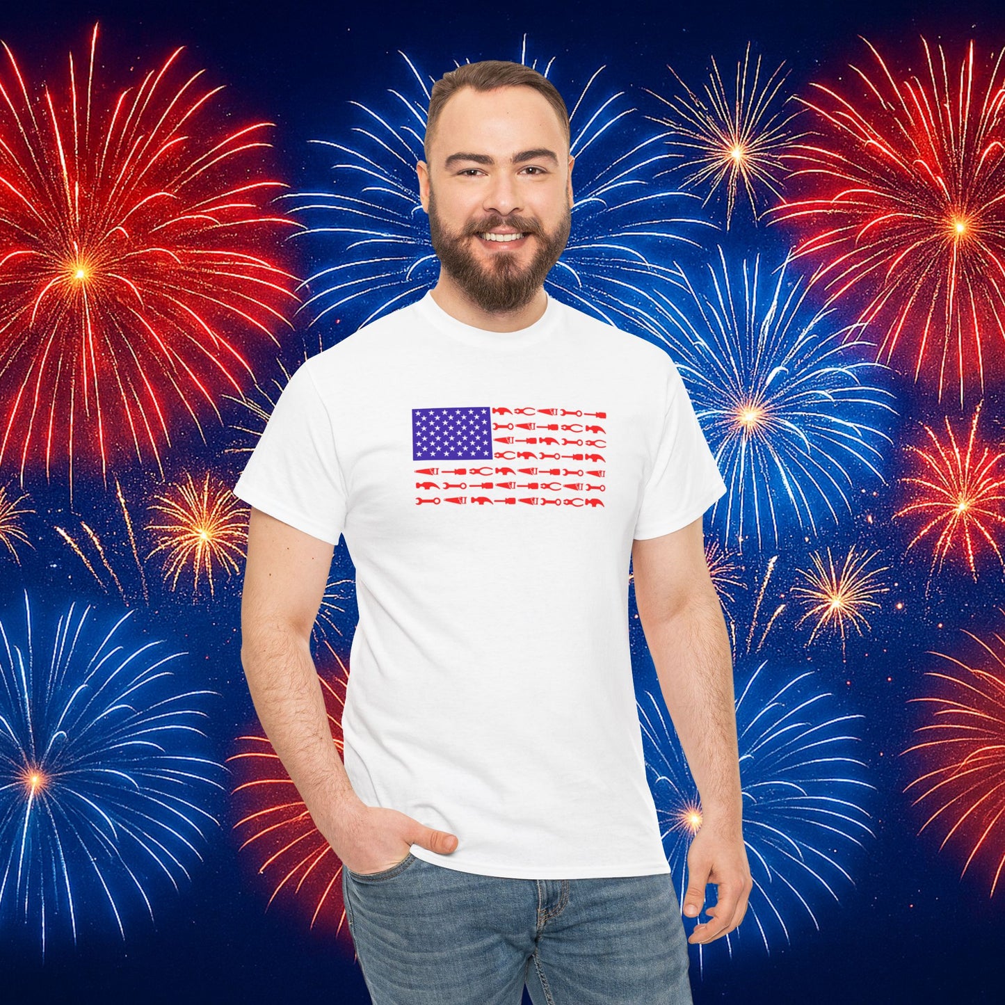 Tool Flag White T-Shirt – American Pride for the Working Class