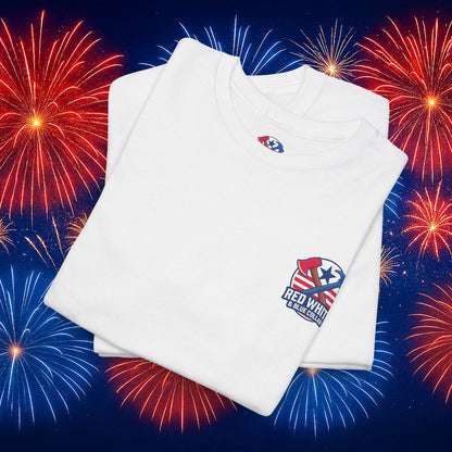 White Logo Design T-Shirt - Black & White - Red, White & Blue Collar Edition