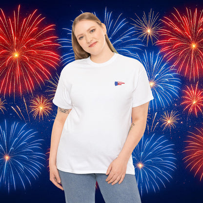 Firefighter Axe White Tool Flag  T-Shirt – Red, White & Blue Collar Edition