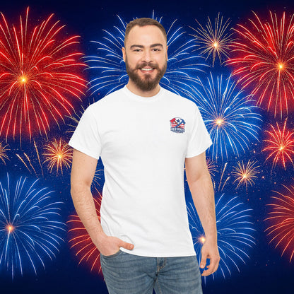 White Logo Design T-Shirt - Black & White - Red, White & Blue Collar Edition