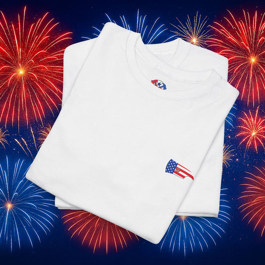 Firefighter Axe White Tool Flag  T-Shirt – Red, White & Blue Collar Edition