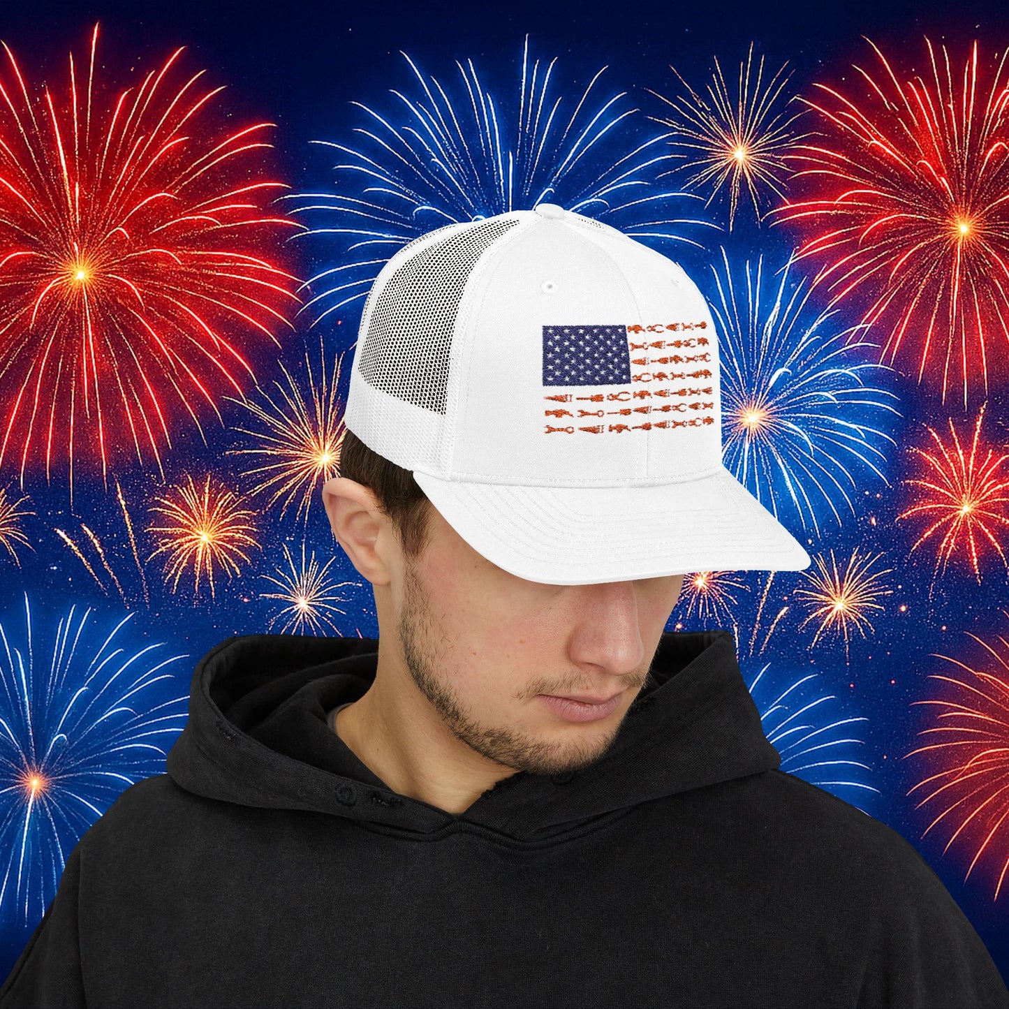 USA Tool Flag Trucker Cap American Flag Made of Hand Tools Snapback